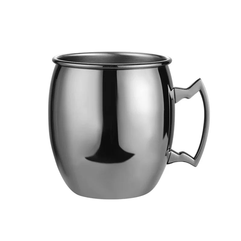 Taza Moscow Mule de acero con asa: resistente, elegante y perfecta para cerveza, vino o cócteles. ¡Un toque moderno que convierte cada brindis en una experiencia única!