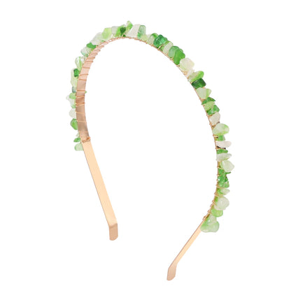 Diadema Piedras Naturales con Cristales  Descripción corta:   Headband con diseño irregular de amatistas y aguamarinas en cuentas tipo chip. Accesorio bohemio y elegante para mujer, ideal para darle un toque único a tu look en fiestas o uso diario.