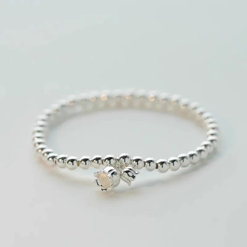 ✨Pulsera punk de plata 925 con cuentas geométricas e inscripción “Peace of Mind”. Diseño irregular y ajustable, ideal para mujer o niña. Joyería de moda perfecta como regalo especial.