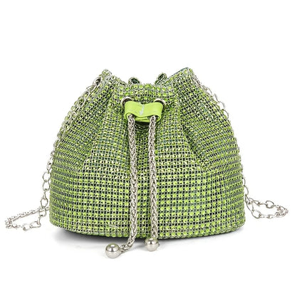 💎 Bolso crossbody con cordón adornado con brillantes: estilo bucket multifuncional, elegante y práctico para uso diario o eventos formales. ¡Un accesorio que combina lujo y comodidad!