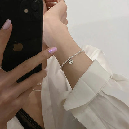 ✨Pulsera punk de plata 925 con cuentas geométricas e inscripción “Peace of Mind”. Diseño irregular y ajustable, ideal para mujer o niña. Joyería de moda perfecta como regalo especial.