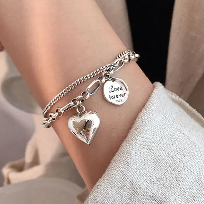 ✨Pulsera punk de plata 925 con cuentas geométricas e inscripción “Peace of Mind”. Diseño irregular y ajustable, ideal para mujer o niña. Joyería de moda perfecta como regalo especial.