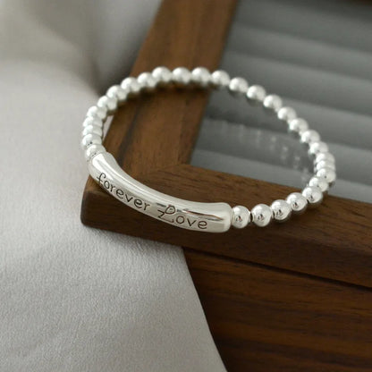 ✨Pulsera punk de plata 925 con cuentas geométricas e inscripción “Peace of Mind”. Diseño irregular y ajustable, ideal para mujer o niña. Joyería de moda perfecta como regalo especial.