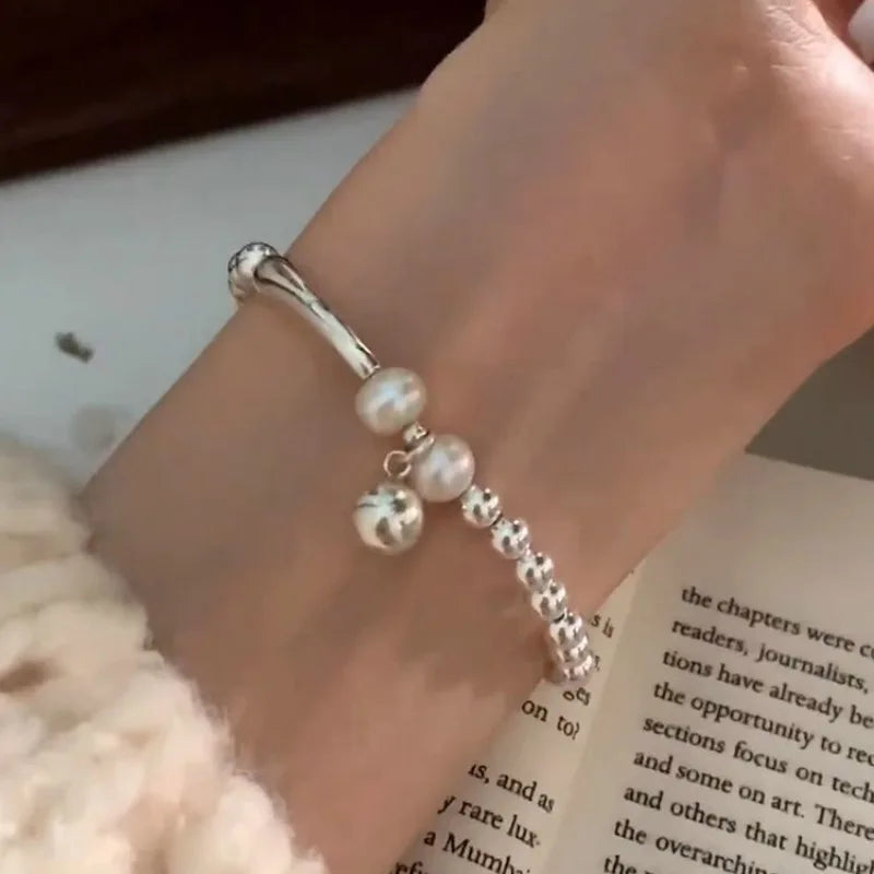 ✨Pulsera punk de plata 925 con cuentas geométricas e inscripción “Peace of Mind”. Diseño irregular y ajustable, ideal para mujer o niña. Joyería de moda perfecta como regalo especial.