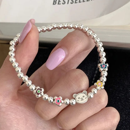 ✨Pulsera punk de plata 925 con cuentas geométricas e inscripción “Peace of Mind”. Diseño irregular y ajustable, ideal para mujer o niña. Joyería de moda perfecta como regalo especial.