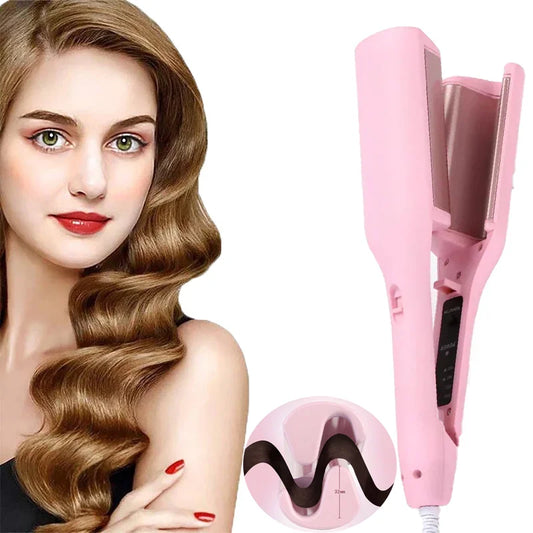Plancha rizadora eléctrica con diseño giratorio y seguro anti-flama. Estilo francés duradero, ideal para crear rizos definidos y elegantes. Herramienta práctica para peinados profesionales en casa.