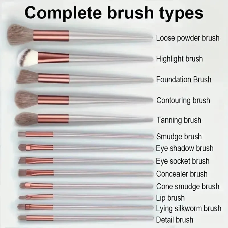 Set de brochas de maquillaje profesionales: suaves y esponjosas para base, polvo, sombras y difuminado. Incluye kabuki y blending, ideales para un acabado perfecto.