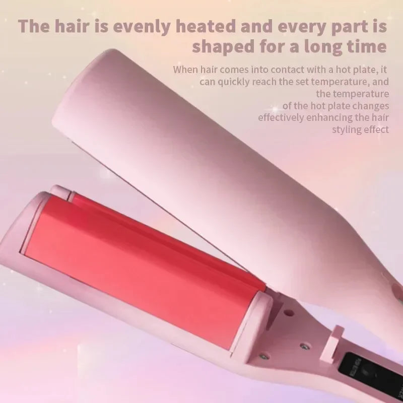 Plancha rizadora eléctrica con diseño giratorio y seguro anti-flama. Estilo francés duradero, ideal para crear rizos definidos y elegantes. Herramienta práctica para peinados profesionales en casa.