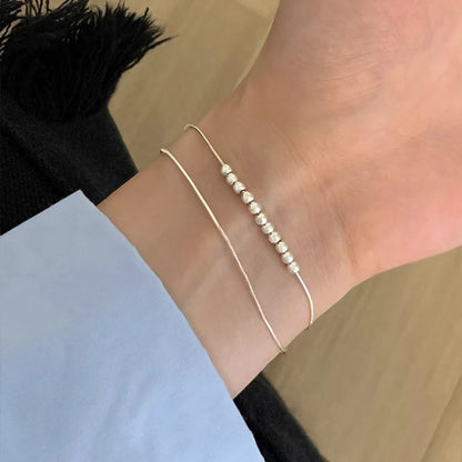✨Pulsera punk de plata 925 con cuentas geométricas e inscripción “Peace of Mind”. Diseño irregular y ajustable, ideal para mujer o niña. Joyería de moda perfecta como regalo especial.
