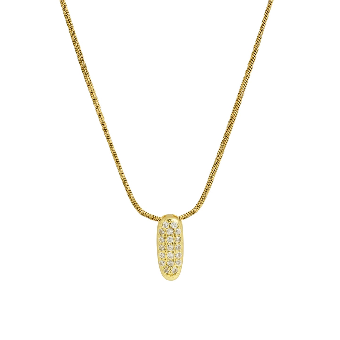✨ Collar inicial con letra inglesa, bañado en oro 18K y decorado con circonias incrustadas. Diseño puff/bubble llamativo, moderno y femenino, ideal para destacar tu estilo.