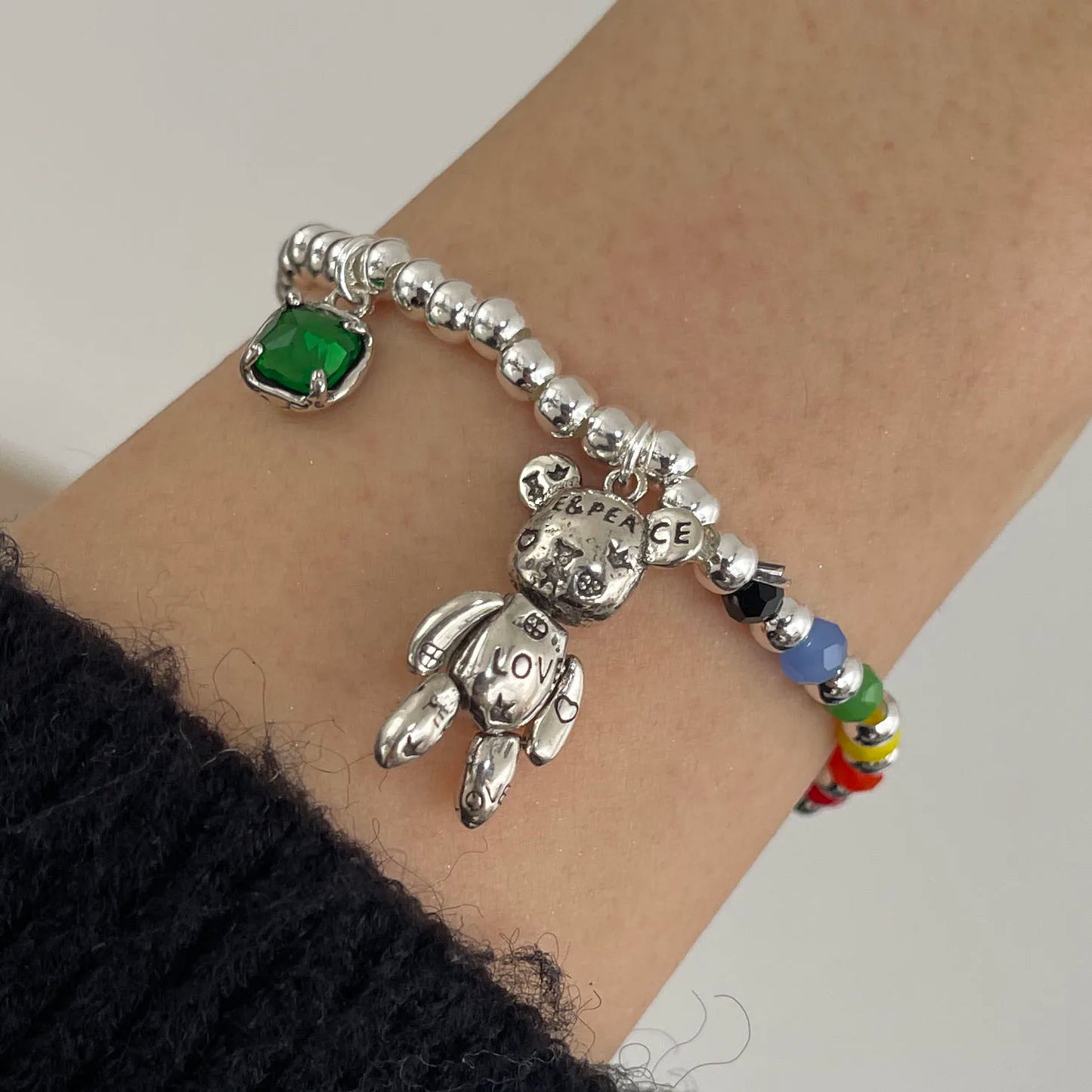 Pulseras de plata 925 para mujer y hombre, accesorios de moda vintage con cuentas y dije, joyería de fiesta