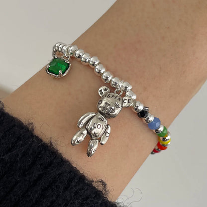 Pulseras de plata 925 para mujer y hombre, accesorios de moda vintage con cuentas y dije, joyería de fiesta