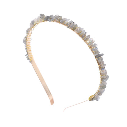 Diadema Piedras Naturales con Cristales  Descripción corta:   Headband con diseño irregular de amatistas y aguamarinas en cuentas tipo chip. Accesorio bohemio y elegante para mujer, ideal para darle un toque único a tu look en fiestas o uso diario.