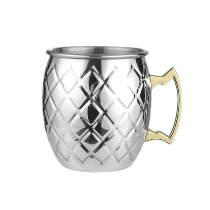 Taza Moscow Mule de acero con asa: resistente, elegante y perfecta para cerveza, vino o cócteles. ¡Un toque moderno que convierte cada brindis en una experiencia única!