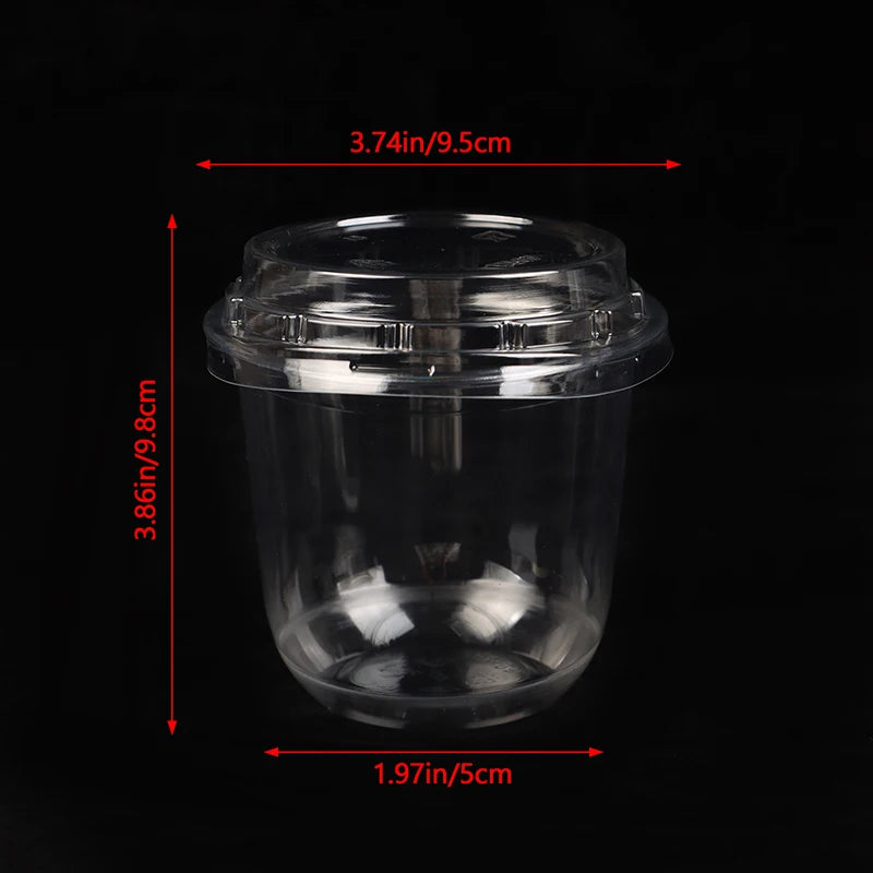 🥤 Set de 10 vasos desechables transparentes de 10oz con tapa: perfectos para mousse, pasteles, helados, pudín, gelatina o yogur. ¡Prácticos, higiénicos y listos para tu picnic o fiesta!