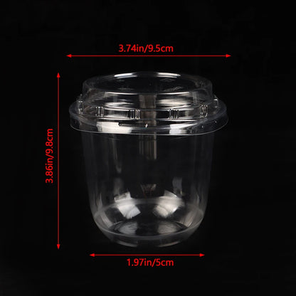 🥤 Set de 10 vasos desechables transparentes de 10oz con tapa: perfectos para mousse, pasteles, helados, pudín, gelatina o yogur. ¡Prácticos, higiénicos y listos para tu picnic o fiesta!