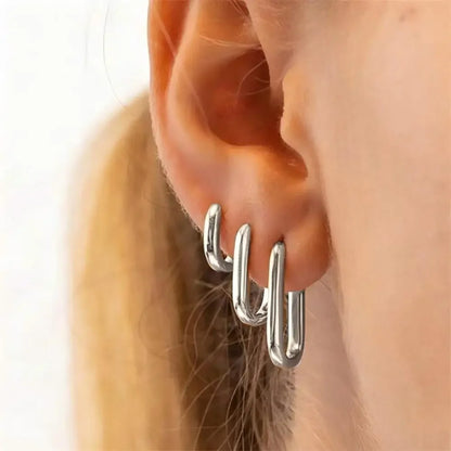 ✨ Aretes Aro Cuadrado Acero Inoxidable