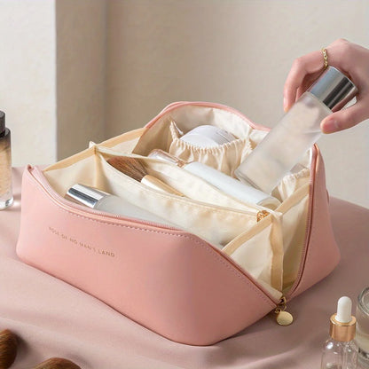 Organizador de maquillaje y kit de tocador femenino. Bolsa de lujo con cierre, ideal para cosméticos y artículos de viaje. Práctica, elegante y perfecta para mantener todo en orden.