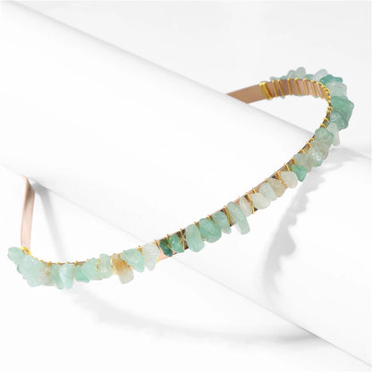 Diadema Piedras Naturales con Cristales  Descripción corta:   Headband con diseño irregular de amatistas y aguamarinas en cuentas tipo chip. Accesorio bohemio y elegante para mujer, ideal para darle un toque único a tu look en fiestas o uso diario.