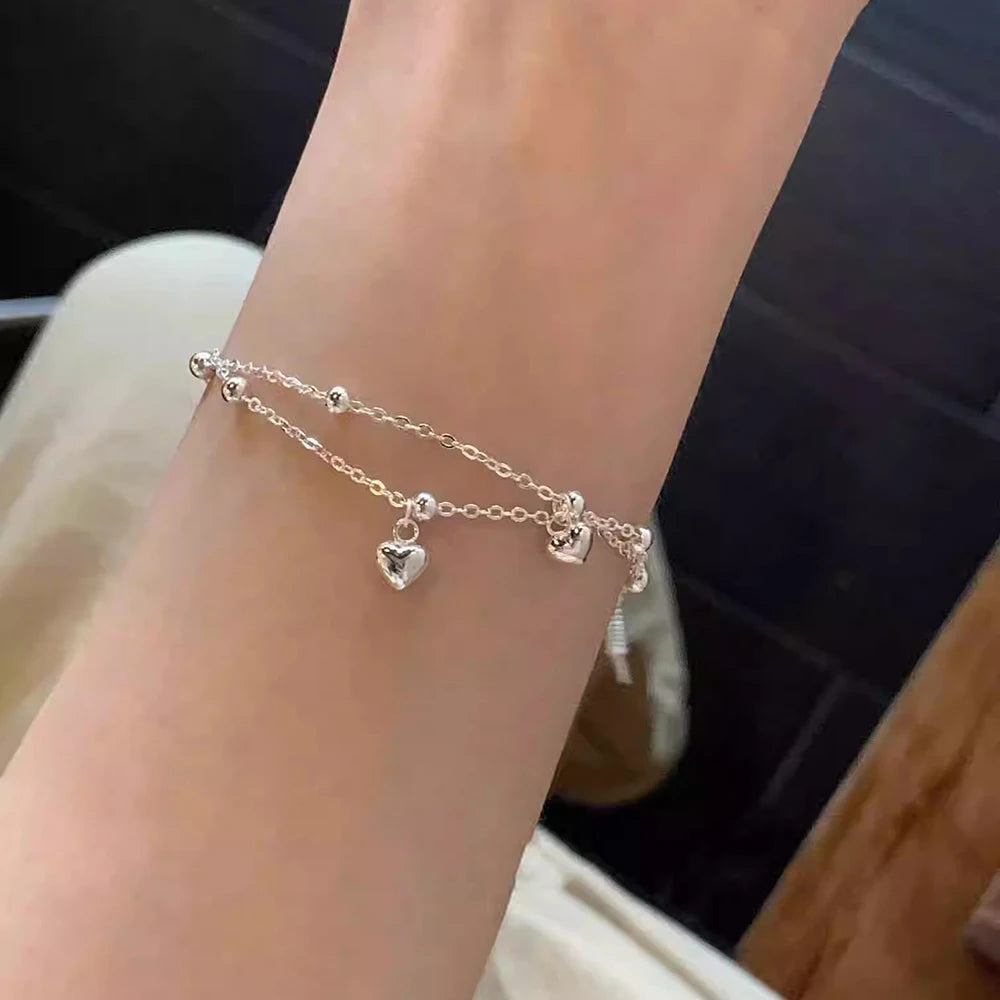 ✨Pulsera punk de plata 925 con cuentas geométricas e inscripción “Peace of Mind”. Diseño irregular y ajustable, ideal para mujer o niña. Joyería de moda perfecta como regalo especial.