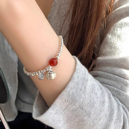 ✨Pulsera punk de plata 925 con cuentas geométricas e inscripción “Peace of Mind”. Diseño irregular y ajustable, ideal para mujer o niña. Joyería de moda perfecta como regalo especial.