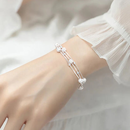 ✨Pulsera punk de plata 925 con cuentas geométricas e inscripción “Peace of Mind”. Diseño irregular y ajustable, ideal para mujer o niña. Joyería de moda perfecta como regalo especial.