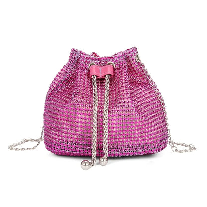 💎 Bolso crossbody con cordón adornado con brillantes: estilo bucket multifuncional, elegante y práctico para uso diario o eventos formales. ¡Un accesorio que combina lujo y comodidad!