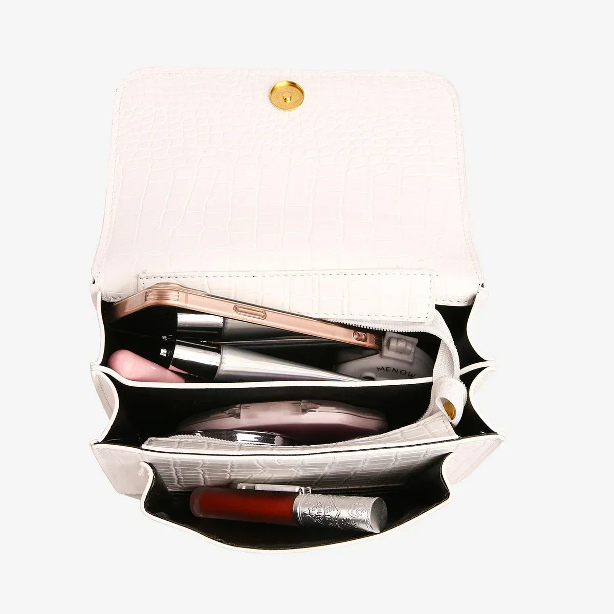 Bolso de mano minimalista con detalles Art Déco y adornos de cristal. Elegante y perfecto para tus noches especiales.