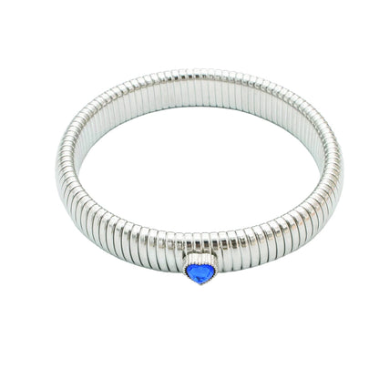 Pulsera retro de acero inoxidable, impermeable y elástica, con acabado pulido y baño de oro 18K. Joyería de moda unisex para hombre y mujer