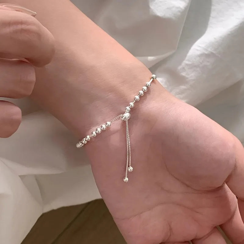 ✨Pulsera punk de plata 925 con cuentas geométricas e inscripción “Peace of Mind”. Diseño irregular y ajustable, ideal para mujer o niña. Joyería de moda perfecta como regalo especial.