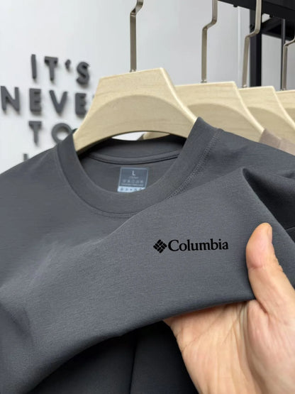 👕 Playera de verano para hombre, cuello redondo y bordado elegante. Cintura alta, ligera, transpirable y cómoda para el día a día o la oficina. ¡Estilo simple con un toque de lujo!