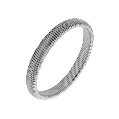 Pulsera retro de acero inoxidable, impermeable y elástica, con acabado pulido y baño de oro 18K. Joyería de moda unisex para hombre y mujer