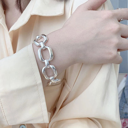 ✨Pulsera punk de plata 925 con cuentas geométricas e inscripción “Peace of Mind”. Diseño irregular y ajustable, ideal para mujer o niña. Joyería de moda perfecta como regalo especial.