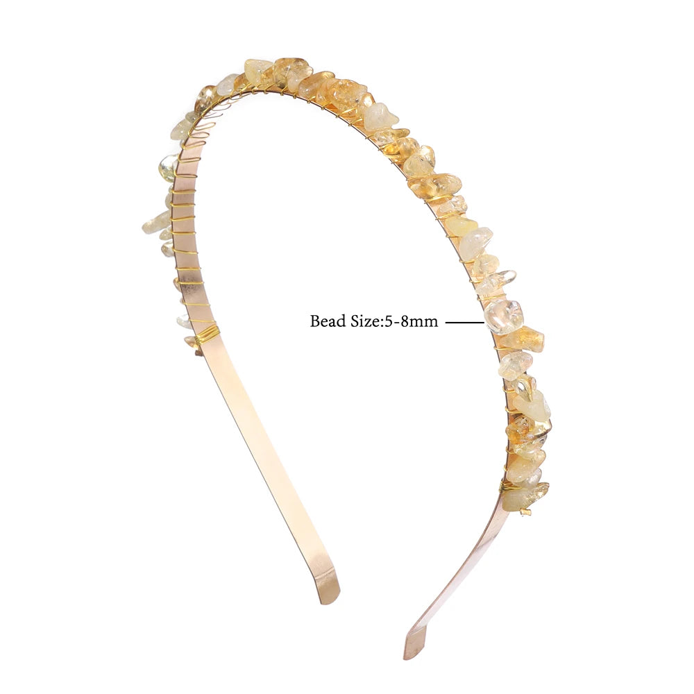 Diadema Piedras Naturales con Cristales  Descripción corta:   Headband con diseño irregular de amatistas y aguamarinas en cuentas tipo chip. Accesorio bohemio y elegante para mujer, ideal para darle un toque único a tu look en fiestas o uso diario.