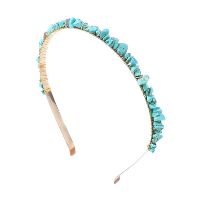 Diadema Piedras Naturales con Cristales  Descripción corta:   Headband con diseño irregular de amatistas y aguamarinas en cuentas tipo chip. Accesorio bohemio y elegante para mujer, ideal para darle un toque único a tu look en fiestas o uso diario.