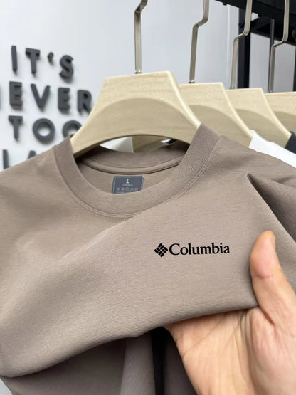 👕 Playera de verano para hombre, cuello redondo y bordado elegante. Cintura alta, ligera, transpirable y cómoda para el día a día o la oficina. ¡Estilo simple con un toque de lujo!