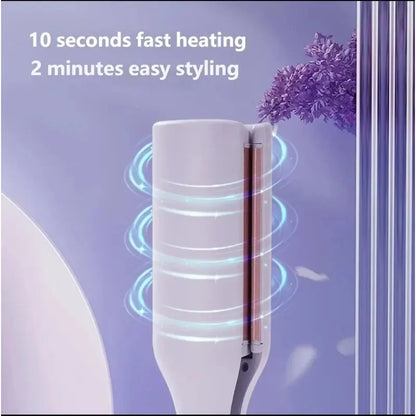 Plancha rizadora eléctrica con diseño giratorio y seguro anti-flama. Estilo francés duradero, ideal para crear rizos definidos y elegantes. Herramienta práctica para peinados profesionales en casa.