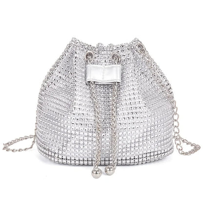 💎 Bolso crossbody con cordón adornado con brillantes: estilo bucket multifuncional, elegante y práctico para uso diario o eventos formales. ¡Un accesorio que combina lujo y comodidad!