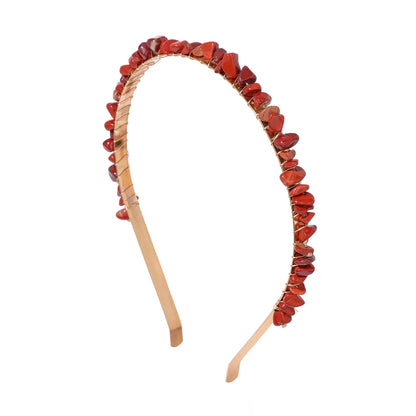 Diadema Piedras Naturales con Cristales  Descripción corta:   Headband con diseño irregular de amatistas y aguamarinas en cuentas tipo chip. Accesorio bohemio y elegante para mujer, ideal para darle un toque único a tu look en fiestas o uso diario.