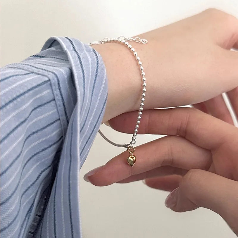 ✨Pulsera punk de plata 925 con cuentas geométricas e inscripción “Peace of Mind”. Diseño irregular y ajustable, ideal para mujer o niña. Joyería de moda perfecta como regalo especial.