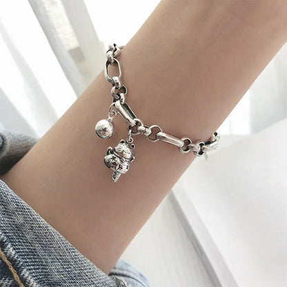 ✨Pulsera punk de plata 925 con cuentas geométricas e inscripción “Peace of Mind”. Diseño irregular y ajustable, ideal para mujer o niña. Joyería de moda perfecta como regalo especial.